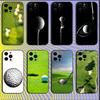Capa de Celular Campo de Golfe para iPhone 16,15,14,13,12,11,Pro,X,XS,Max,XR,Plus,Mini Capa Preta Macia