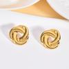Retro Geometric 304 Stainless Steel Ear Studs with Concave-Convex Design
