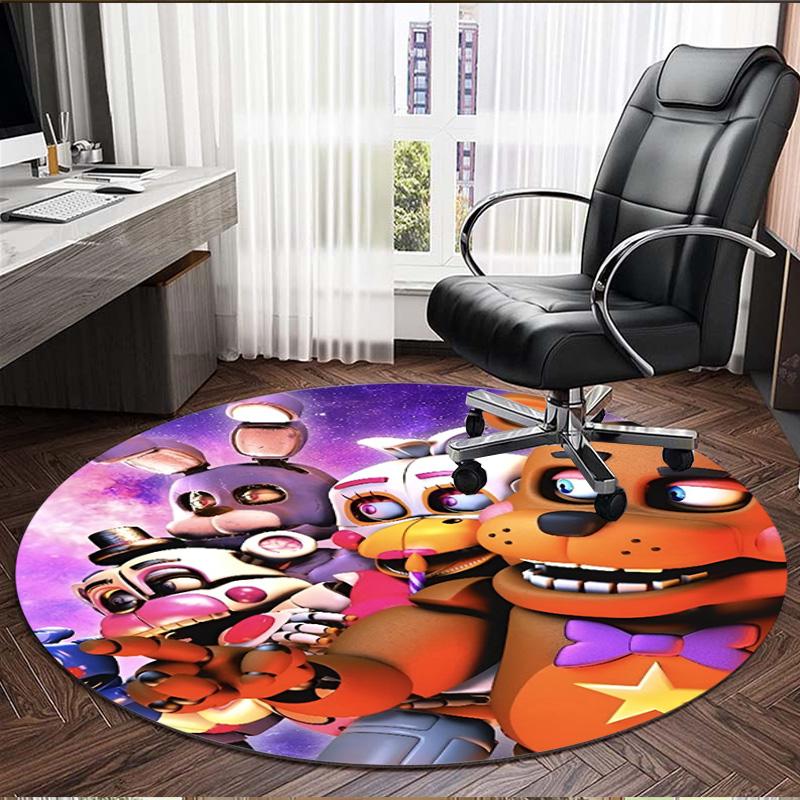 Five Nights at Freddy's Print Round Rug, Washable Floor Carpet, For Entryway Dorm Laundry Room Office Study, Home Decor Birthday Christmas Gift
