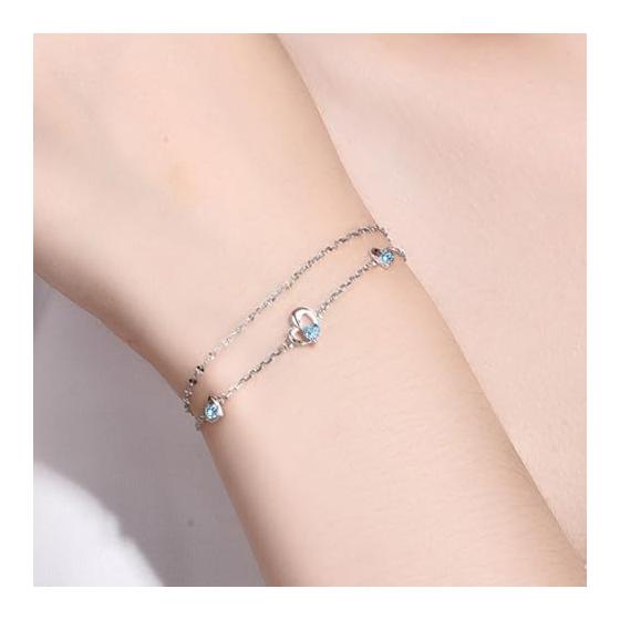 Moonstone Bracelet for Women Popular June Birthstone [Three Hearts] 925 Silver Metal Hypoallergenic Bracelet Heart 2 Chain Chain for Everyday Use