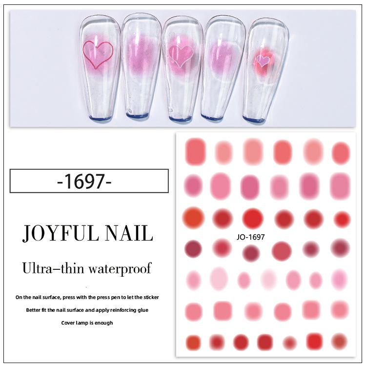 Rouge Pfirsich Herz Nagelsticker: Farbverlaufs-Selbstklebe-Abziehbilder für Nagelkunst