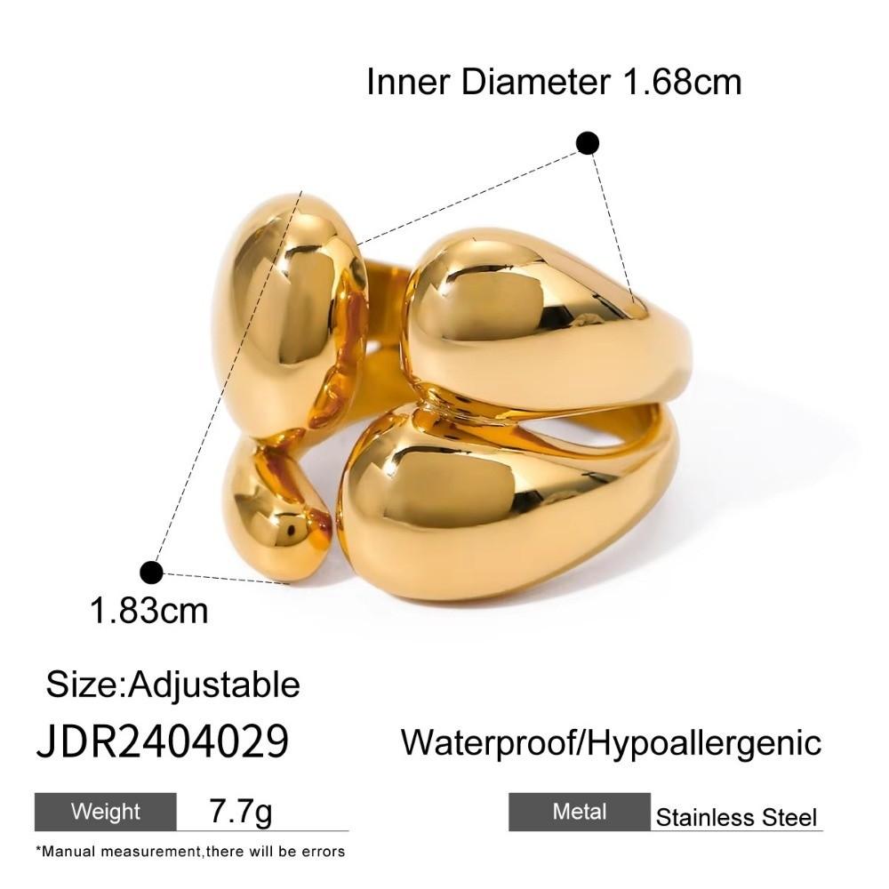 Double Layer Smooth Open Rings 18k Gold Women Jewelry Minimalist Gold Plated Ring  Party Gifts