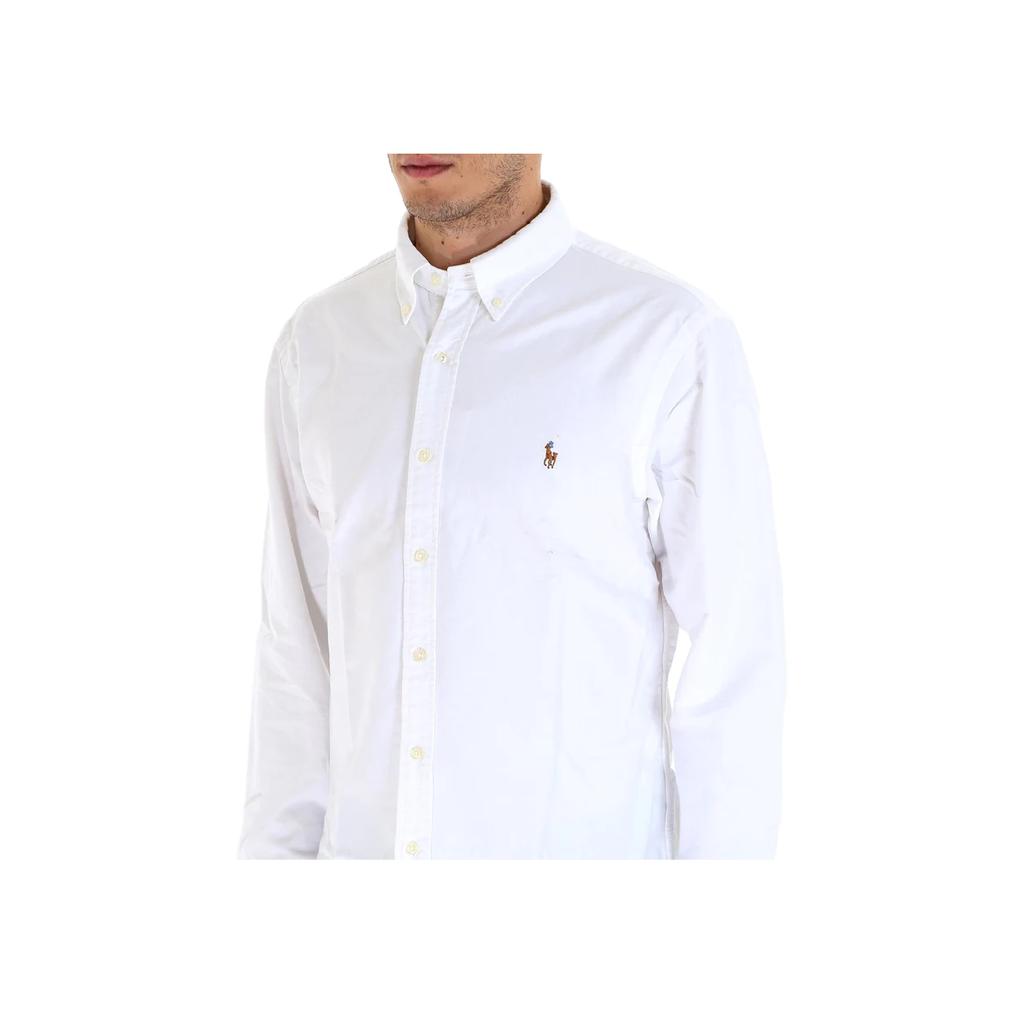 Polo Ralph Lauren Embroidered Colorful Logo Slim Fit Cotton Long Sleeve Shirt Men Shirts White 710549084006BSRWHITE