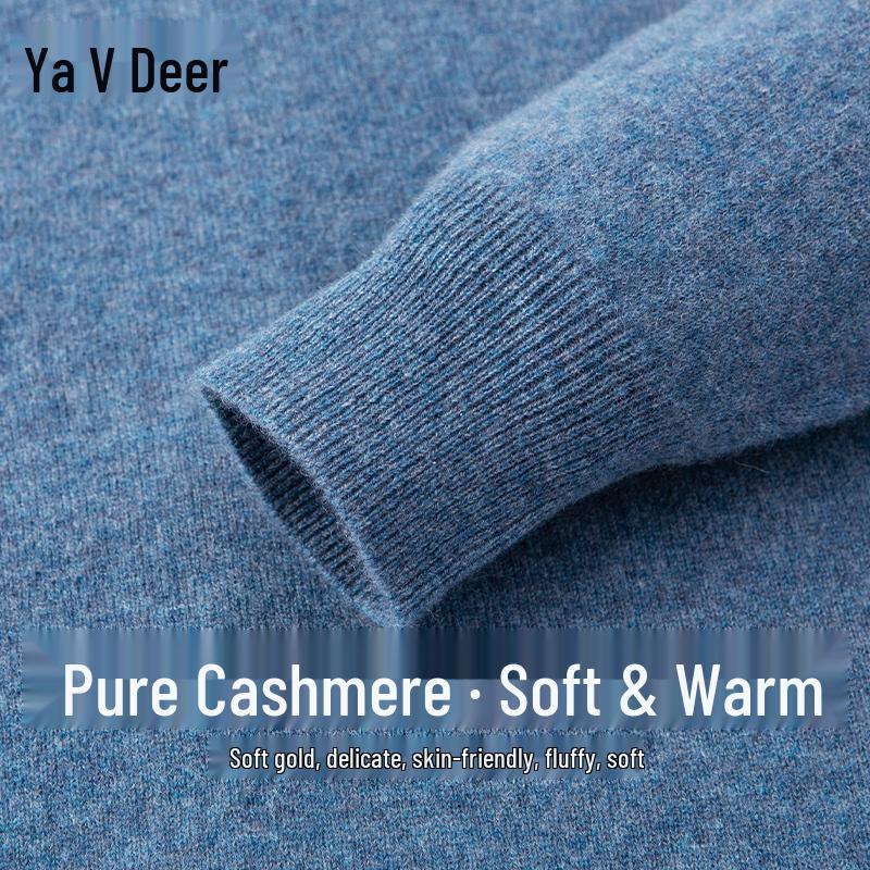 Yalu Men's Pure Cashmere Mock Neck Sweater