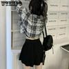 WTEMPO Female Summer Solid A-line Pleated Skirts Women's Elegant Elastic High Waist Slim Casual Wide Leg Black Shorts Skirt