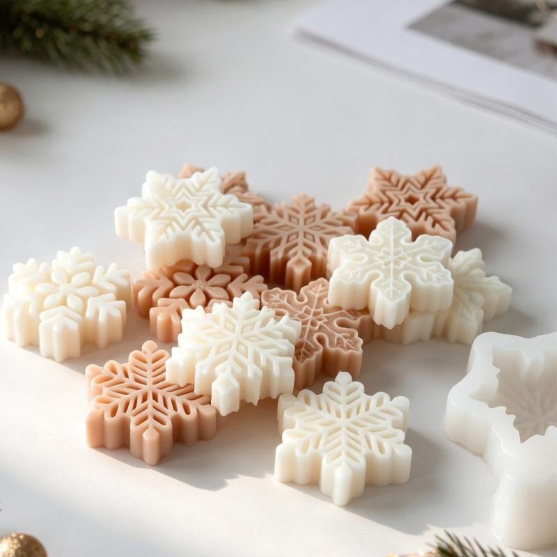 6 Cavities Snowflake Candle Making Tool, for Handmade Candle Soap, Epoxy Resin Craft Project, Christmas Gift Making