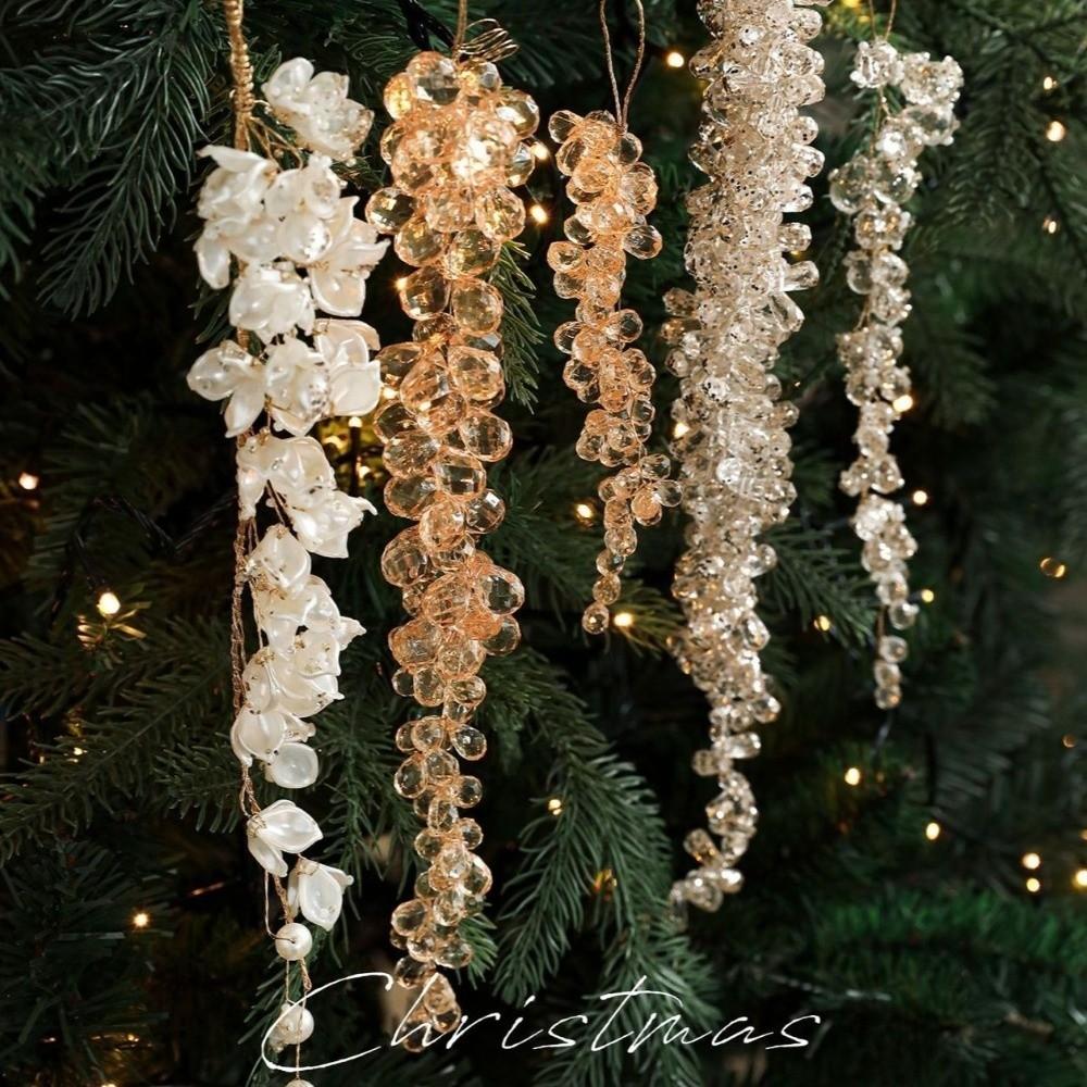 Artificial Glitter Christmas Branches Grape Christmas Crystal Pendant  DIY Craft
