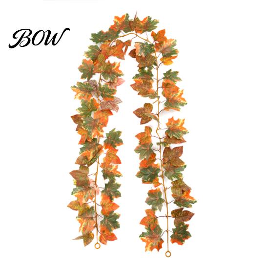 Halloween Party Supplies Artificial Maple Leaf Vine Decor, Fall Wall Hanging Garland Seasonal Decorations for Scene, Spooky Thanksgiving Home Ornament