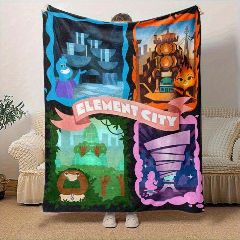 1pc,Element City: Elemental Themed Home Decor Blankets Perfect for Sofa, Bedroom, Living Room, Travel , Office Nap, Gift Ideas 75X95CM