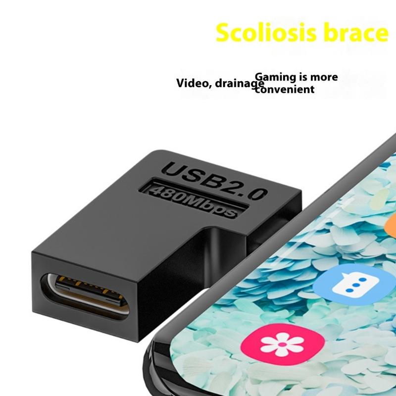 USB C Female To USB Male 90 Degree Angled Adapter Fast Charging 2A Fast Speed Data Transfer 480Mbps Small Design