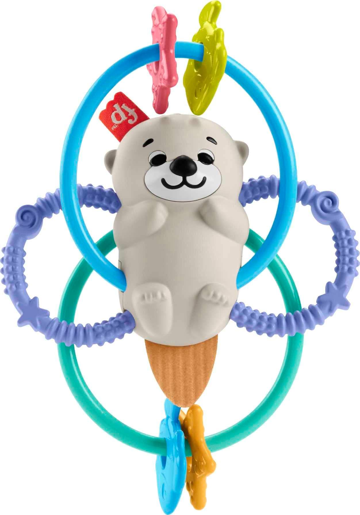 

Fisher-Price Squeeze & Shake Chewy Sea Otter Baby Teething Toy Rattle for Ages 3 Months and Up (HJW12)
