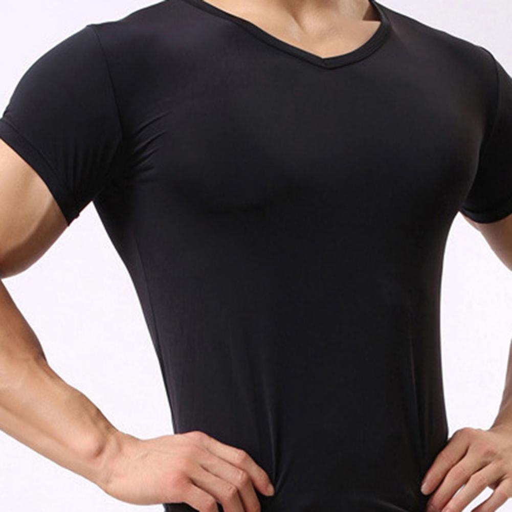 Top Estivo da Uomo Ultrasottile Assorbimento del Sudore Asciugatura Rapida Maniche Corte Girocollo Vestibilità Slim Tinta Unita Traspirante Elastico Casual P