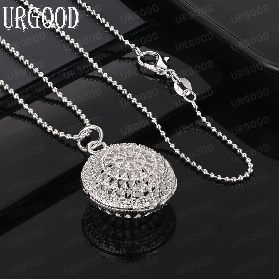 925 Sterling Silver Fashionable Floral Round Pendant Necklace Wedding Jewelry