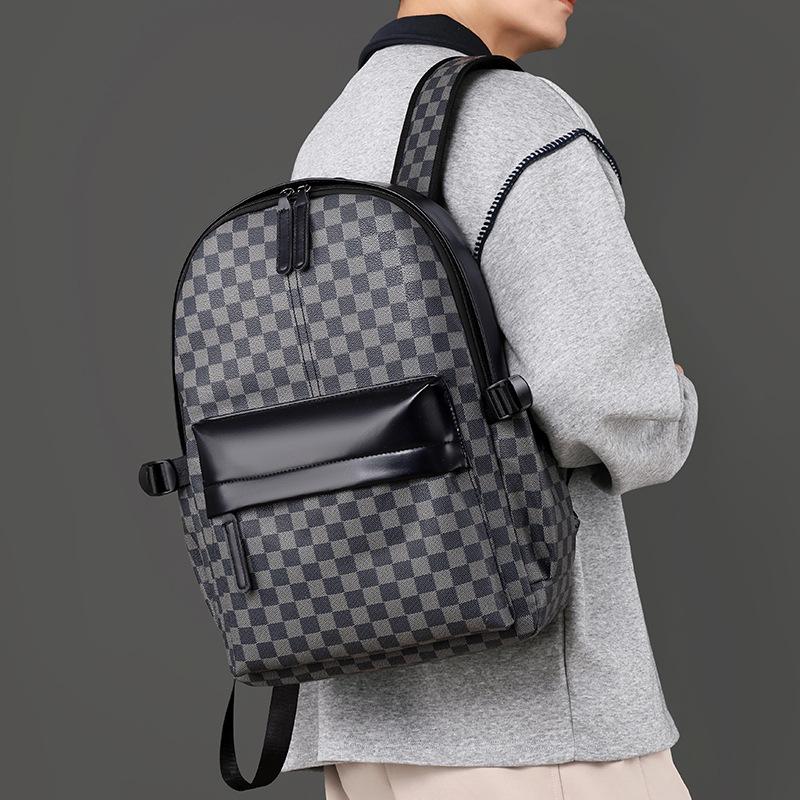 Stylish Men's Plaid Business Backpack: Versatile, Large-Capacity, Perfect for Commuting
