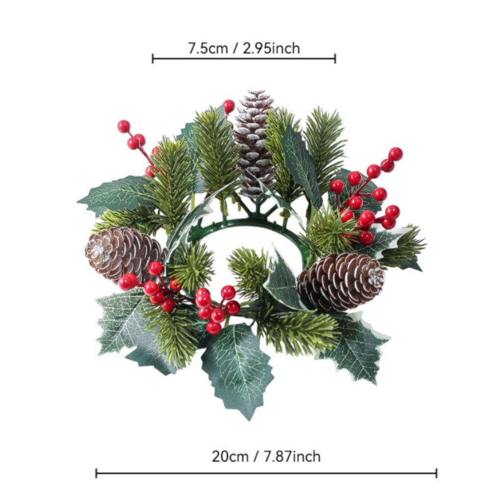 Christmas Candle Rings Table Decoration Christmas Wreath Candle Holder Ring Red Berries Table Centerpieces Candle Wreath