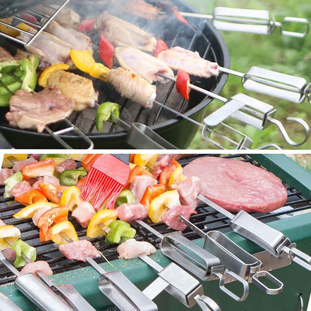 Přenosné grilovací špízy z nerezové oceli - vhodné pro grilování a kempování, odolné vůči vysokým teplotám