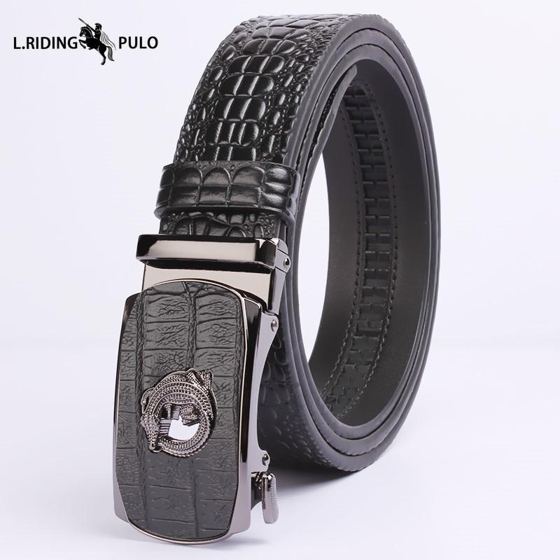 Crocodile Leather Men's Belt Automatic Business Casual Belt Belt High-grade First Layer Cowhide Fashion Belt