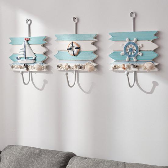 Kleiderhaken mit Aufhängelöchern Ohne Bohren Haken Marine Stil Eisen Wandhaken für Eingangsbereich Badezimmer Küche Schlüssel
