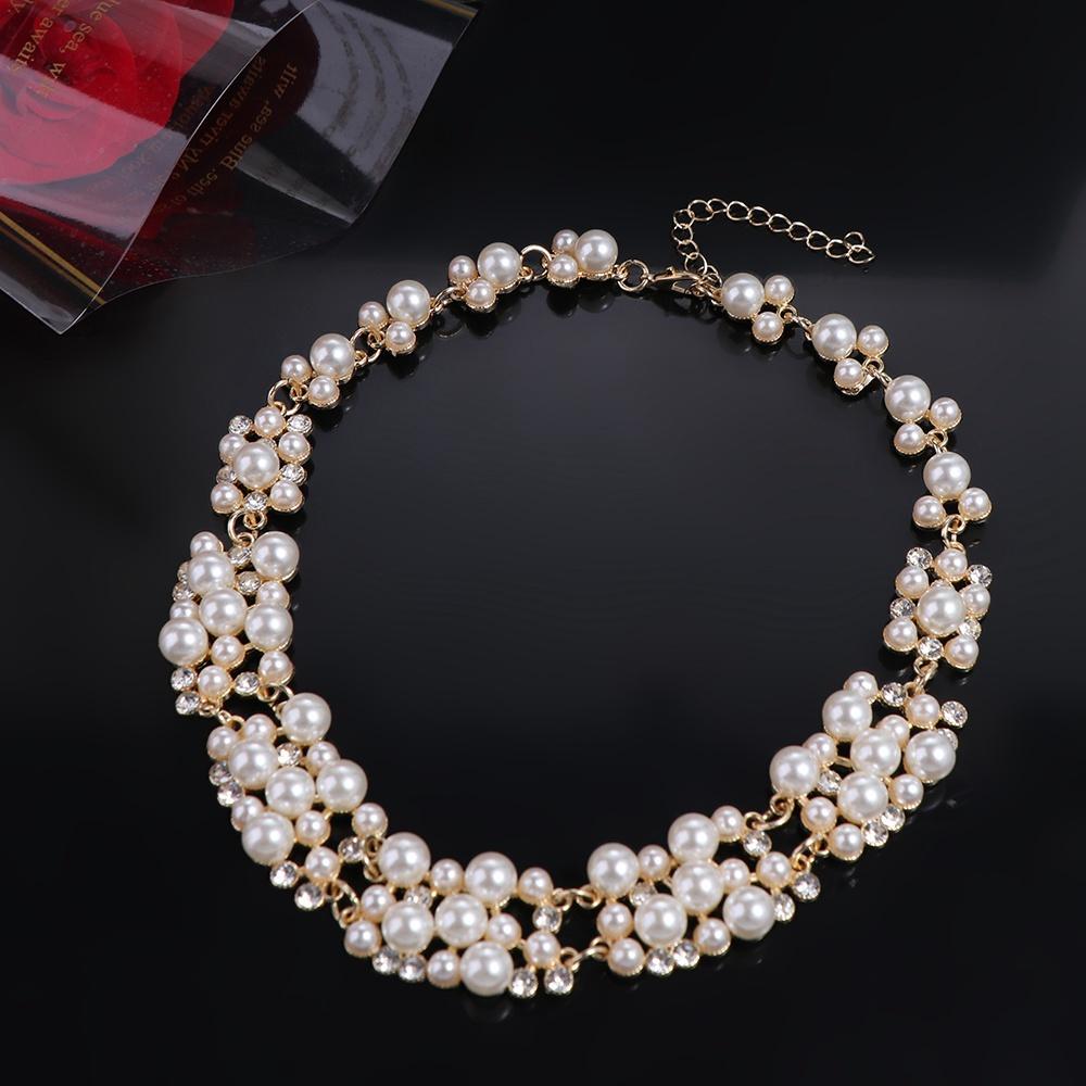 Vintage Pearl Necklace Multi-layer Pearl Dangle Earrings Elegant Wedding Jewelry Set  Women