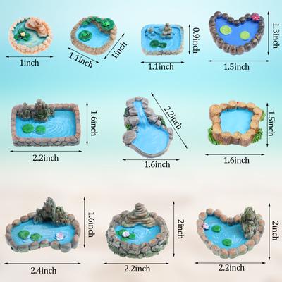 10 Pcs Fee Garten Miniatur Teich Ornamente Zubehör Harz Miniatur Teich