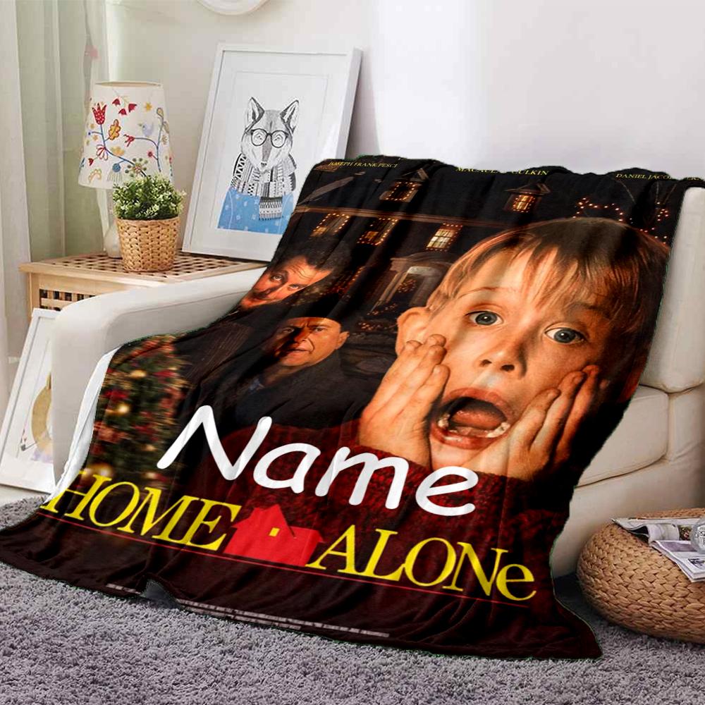 Custom Name Home Alone Theme Printed Blanket Perfect For Couch Bed Travel Outdoor Use Machine Washable Cozy Durable