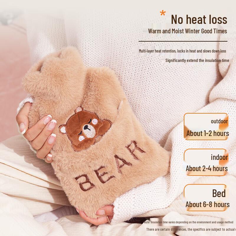 Lexue'er Large Hot Water Bottle with Rabbit Fur Hand Warmer Cover