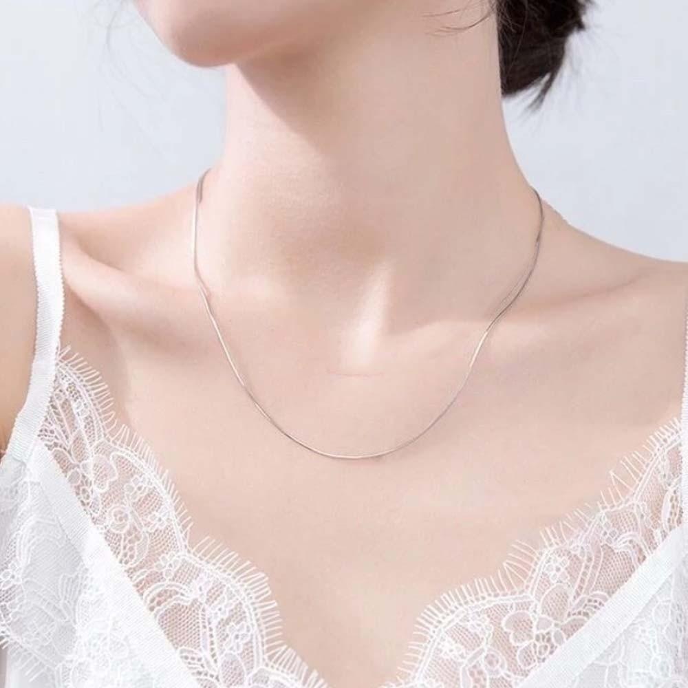 925 Silver Stacked Silver Necklace Zinc Zinc Alloy Collarbone Chain Elegant Glitter Choker Necklace  Bride