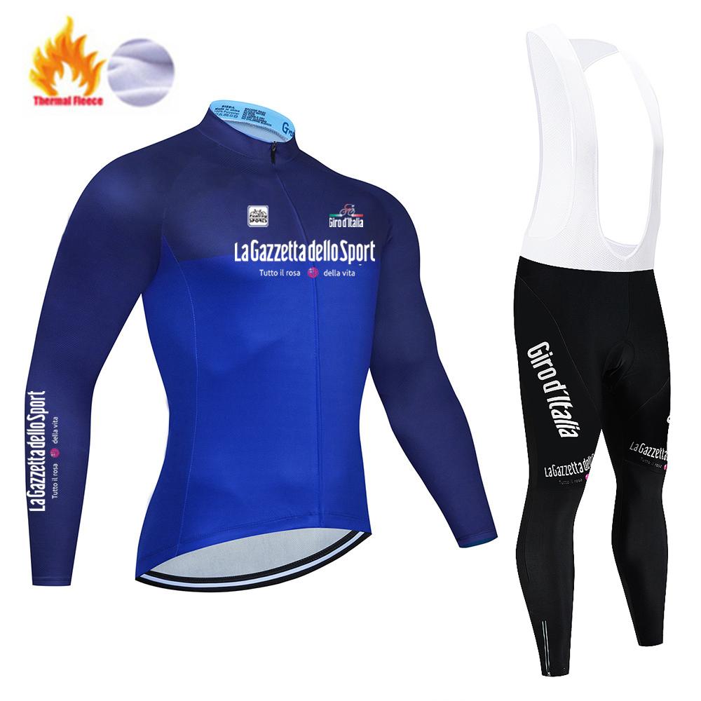 NEU Tour Giro d'Italia Winter Thermo Fleece Radtrikot Sets Outdoor Fahren MTB Ropa Ciclismo Trägerhosen Set Radbekleidung