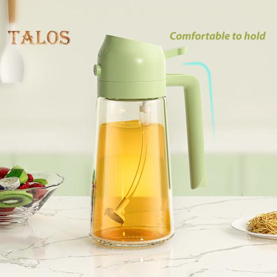 Oil Sprayer for Cooking 2 In 1 Oil Dispenser 500ml/17oz Glass Spray Bottle with Pourer Reusable Food-Grade Oil Sprayer for Kitchen Salad Frying BBQ