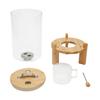 Bymaoacr 7.5L Multigrain Food Storage Tank Rice Closed Storage Fresh-keeping w/ Sealed Lid & Wooden Stand & Cup Moistureproof