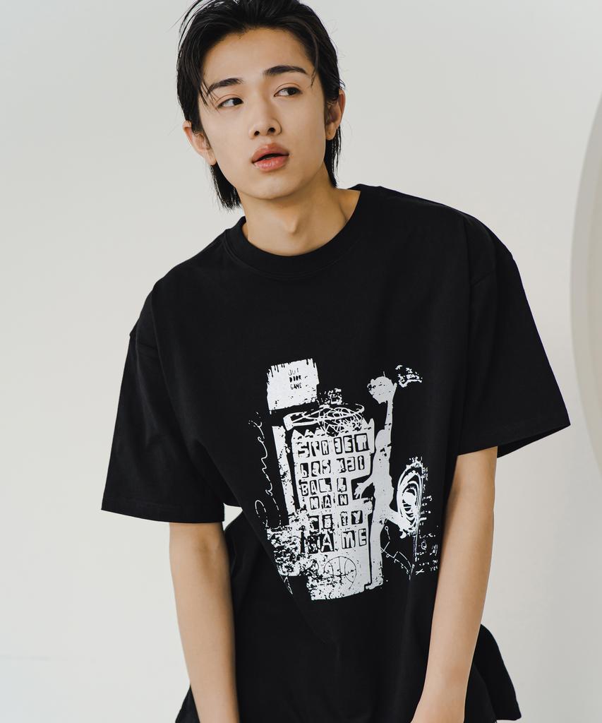 CAMEL WORK Basketball Player Short Sleeve T-Shirt (Black)