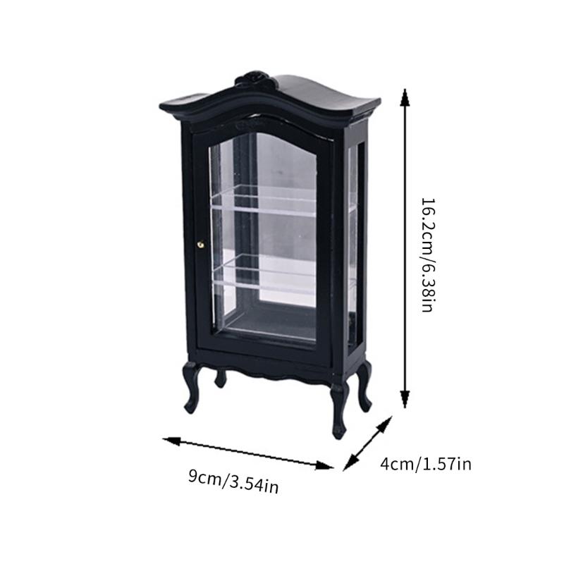 Classical Wood Miniature Storage Cabinet For 1/12 Dollhouses Accessories Decorative Display Shelf for Craft Model Project