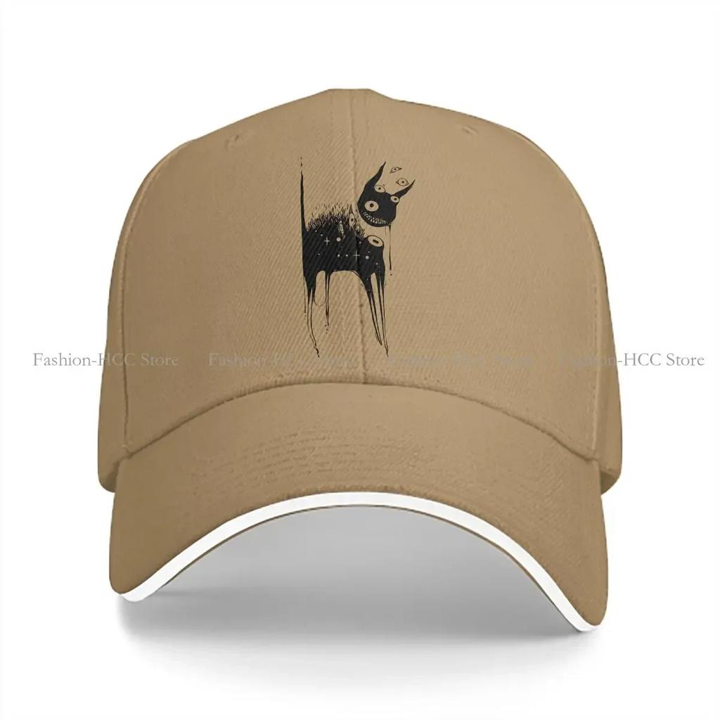 With Creepy Grin Solid Color Baseball Caps Peaked Cap Black Cat Sun Shade Hats Unisex Women