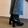 Vintage High Heel Women Ankle Boots Fashion Square Toe Short Booties Autumn Winter Ladies Shoes Botas Mujer