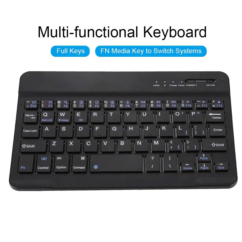 7-inch Bluetooth Keyboard, Lightweight, Compact, Portable, for Laptops and Desktops, Wireless USB Keyboard, Aluminum Alloy, Black