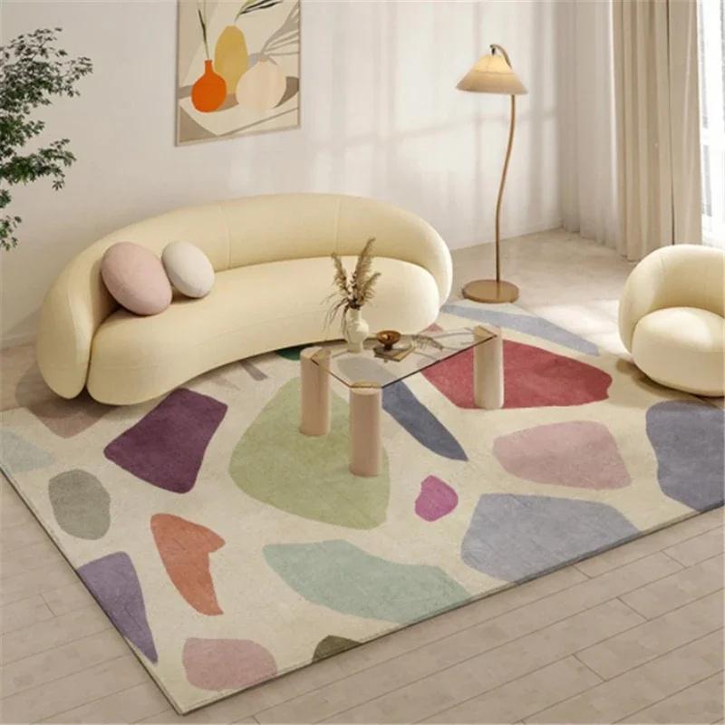 Farbblock Kunst Teppich Linien Retro Kreative Wohnzimmerteppiche Bequeme Rutschfeste Maschinenwaschbare Teppiche Weicher Schlafzimmer Spielteppich