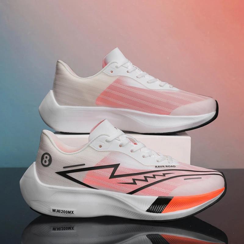 Fashion Men Sneakers Full Palm Carbon Plate Running Shoes Women Lightweight Tennis Shoes Marathon Racing Shock-absorbing Training Shoes