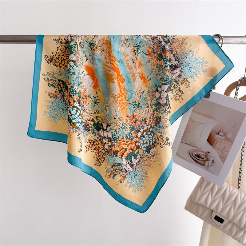 New Soft Satin Print Square Scarf Women Neckerchief Spring Hair Band Foulard Bandana Echarpe Tie Shawl Wraps
