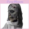 Mască Zombie din Latex de Groază cu Păr Alb pentru Costum de Halloween și Decor Casă Bântuită