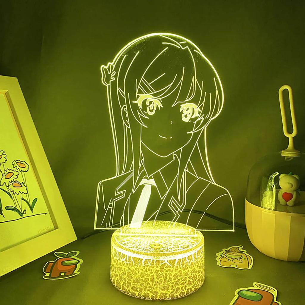 Anime Waifu Mai Sakurajima Led Night Light For Bedroom Decor Mai Light Gift For Friend Sakurajima Bunny Girl Led Lamp Anime Gift