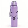 1PC Cute Cat Face Outline Print 750ml Color Plastic Sports Water Bottle Leakproof Flip Straw Lid Suitable for Sports Office Home Use