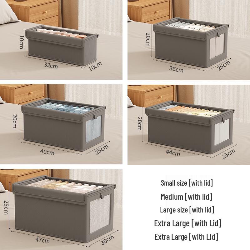 Large Oxford Cloth Storage Bin with Lid - Dustproof Windowed Organizer for Bedroom Clothes