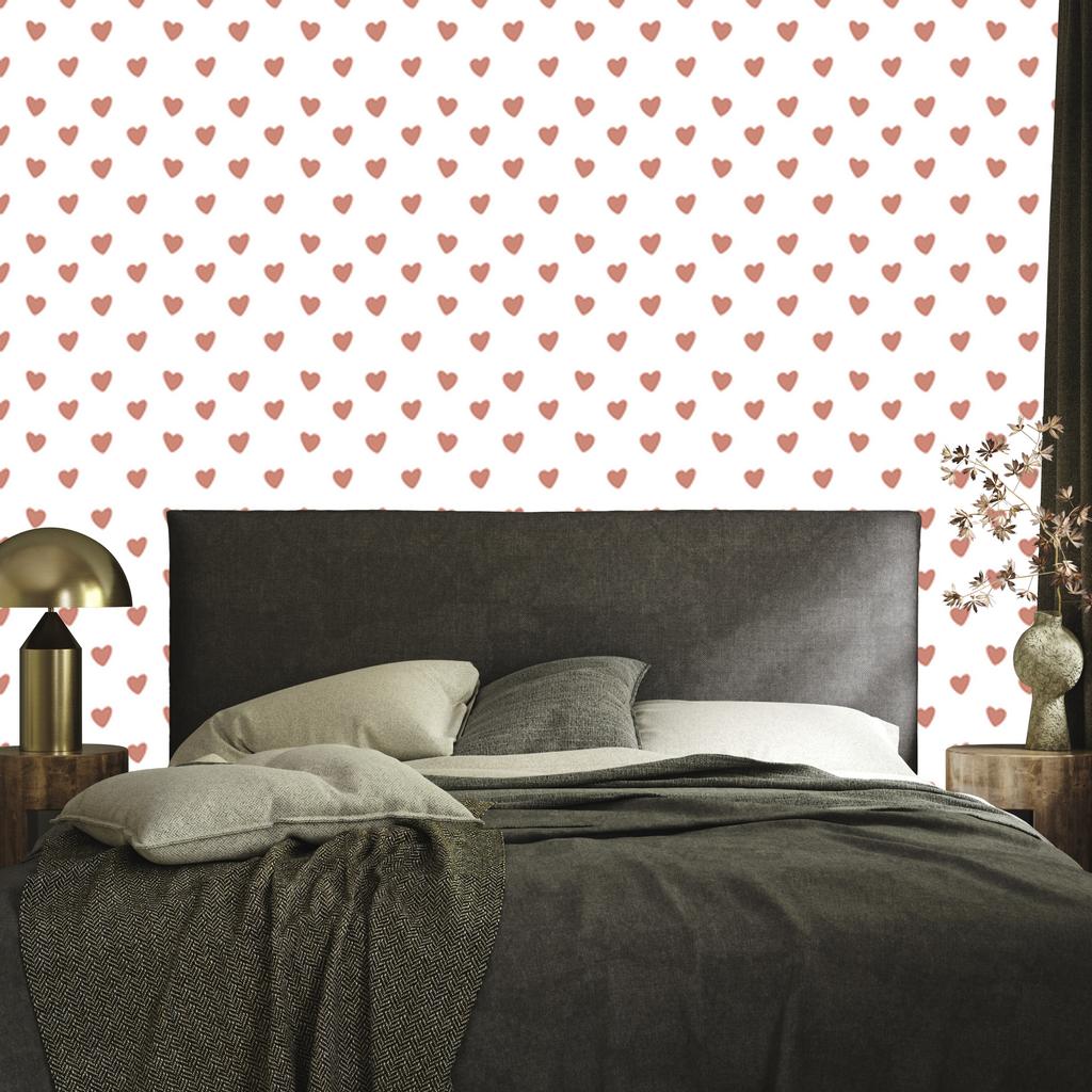 Heart Wallpaper White, Coral, Red and Peach 50x1000