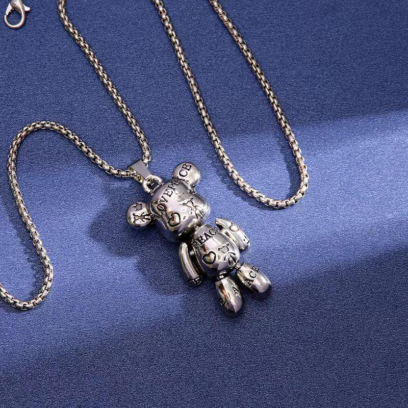 Movable Violent Bear Hip-Hop Men's Titanium Steel Necklace