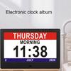 Digital Calendar Clock Wall Mounted 16:10 8in Large Display Date Time with Reminders Day Night Dimmable Key Remote Control Desk