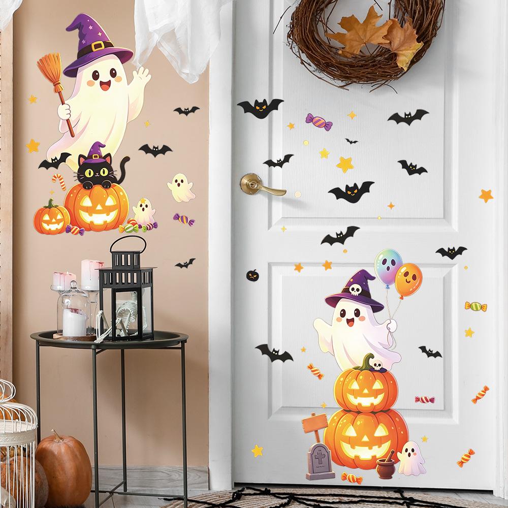 Cartoon Halloween Ghost Bat Outdoor Balcony Glass Window Home Decoration and Beautification Window Stickers