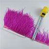 1Meters Fluffy Colored Ostrich Feathers On Ribbon Tape Trim Tassel Fringe 8-10Cm Sewing Flecos White Wedding Dress Clothes Decor