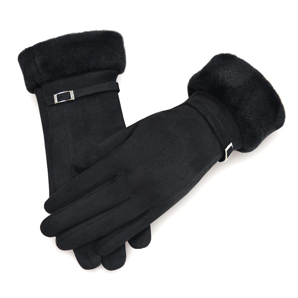 Women's Winter Warm Fleece-Lined Gloves: Thick, Fashionable, Touchscreen, Windproof, Cold-Resistant for Autumn/Winter Driving & Cycling