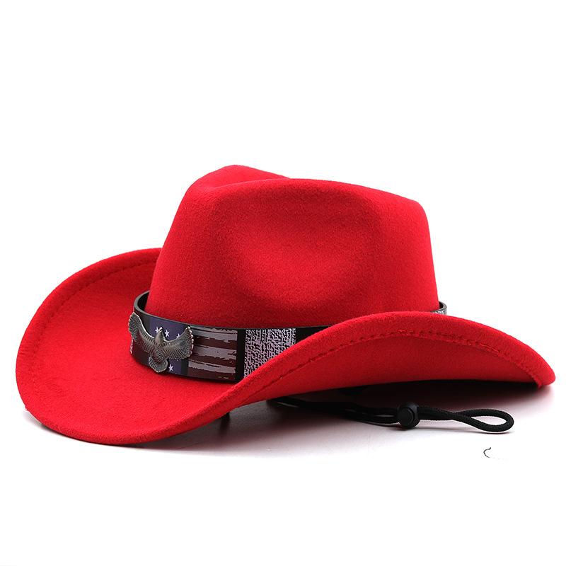 Hot-selling cowboy hat, woolen jazz top hat, men's and women's ethnic style autumn and winter felt hat, big eaves hat