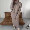 High Neck Long Knit Sweater Dress Two-Piece Set for Autumn/Winter
